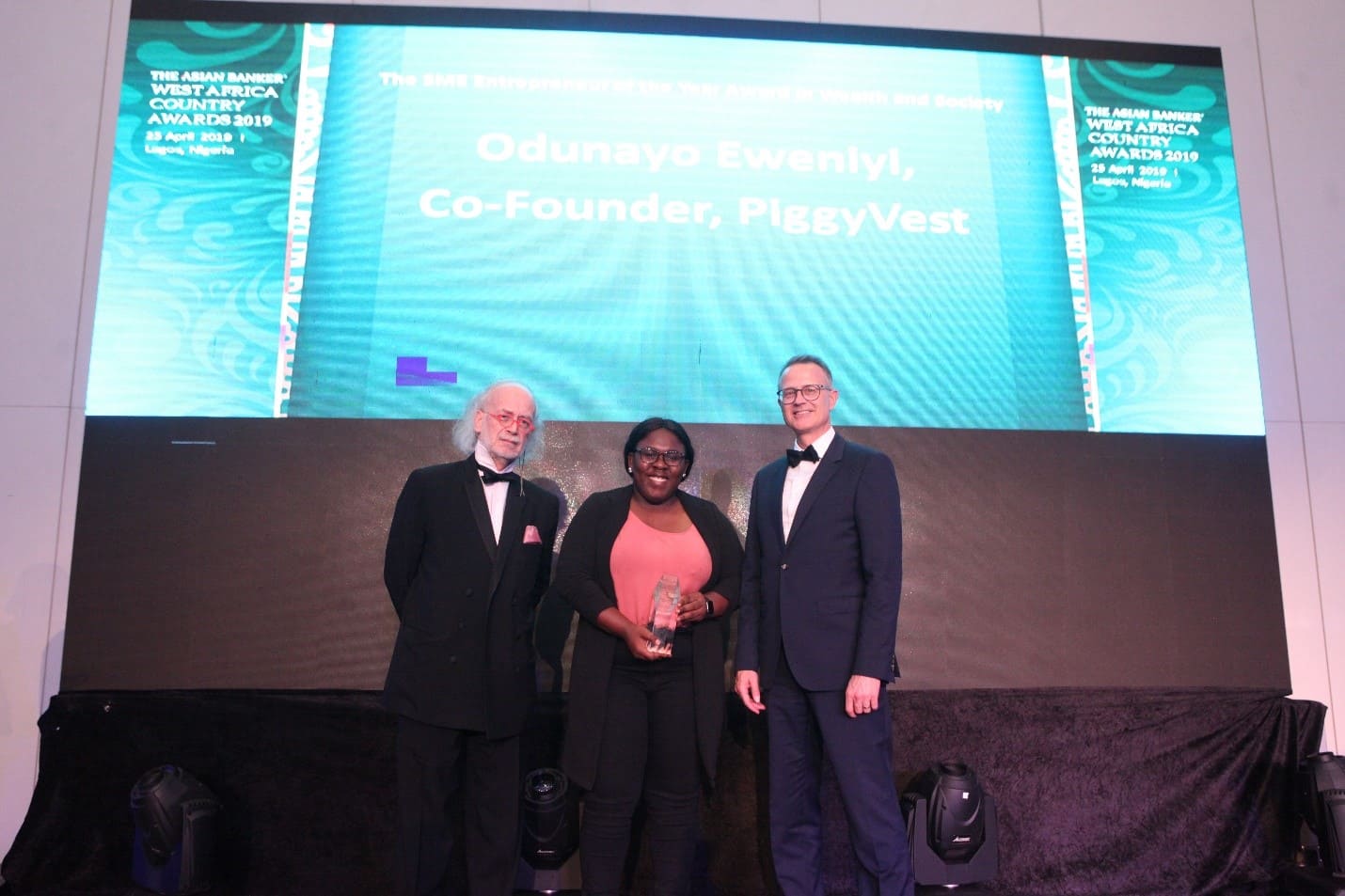 Odunayo Eweniyi of PiggyVest recognized as 2019 SME Entrepreneur of the Year in Wealth and Society in West Africa